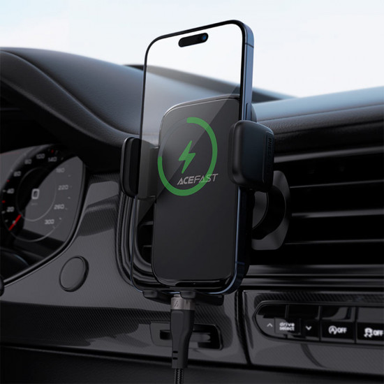 Acefast Car Holder (D27) for Air Vent, Free Rotation, Multi Angle Adjustment, Lock Clip, for 4.5 6.7" Phones Black