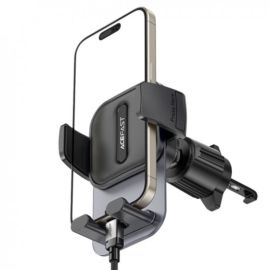 Acefast Car Holder (D25) for Air Vent, Free Rotation, Adjustable Angle, Secure Lock Clip, for 4.5 6.7" Phones Black