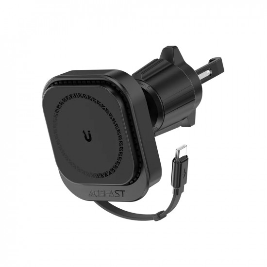 Acefast Car Holder with Wireless Charging (D32) for iPhone, MagSafe, Retractable Cable, for Air Vent, USB C, 85cm Black