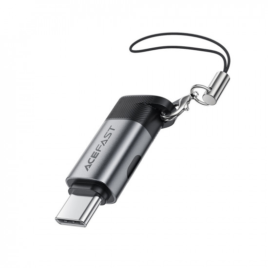 Acefast Adapter (J9) with Digital Display, Type C to USB C, 480Mbps, 20V/5A, Fast Charge, Data Transmission Metal Gray