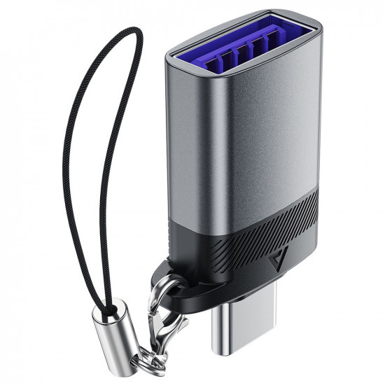 Acefast Adapter (J7) with OTG Function, USB to Type C, 10Gbps Data Transmission, Fast Charging Metal Gray
