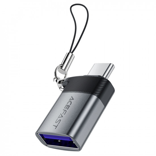 Acefast Adapter (J7) with OTG Function, USB to Type C, 10Gbps Data Transmission, Fast Charging Metal Gray