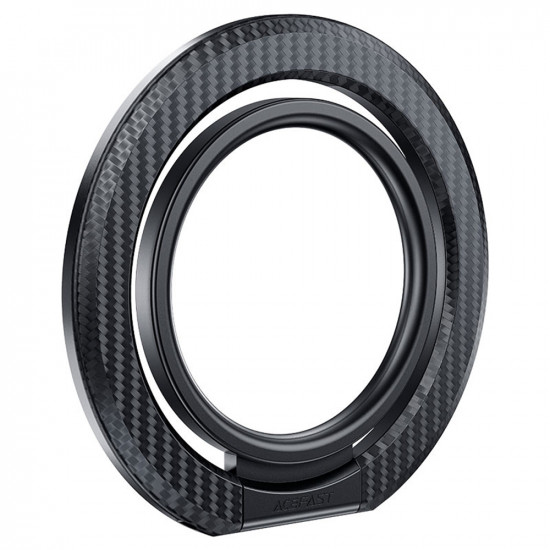 Acefast Phone Ring Holder (P1) MagSafe, Carbon Fiber Pattern, Foldable, 360° Rotating, Slim Design, N52 Magnets Black