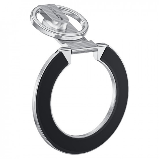 Acefast Phone Ring Holder (E25) MagSafe, Carbon Fiber Pattern, Foldable, 360° Rotating, Strong Magnets Silver