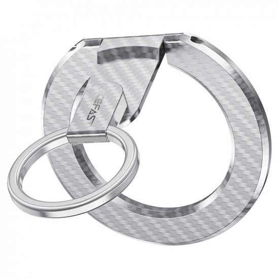 Acefast Phone Ring Holder (E25) MagSafe, Carbon Fiber Pattern, Foldable, 360° Rotating, Strong Magnets Silver