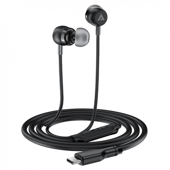 Acefast Wired Earphones (L8) Type C, In ear Design, with Microphone, Control Remote, Flexible, Silicone, 1.2m Gray