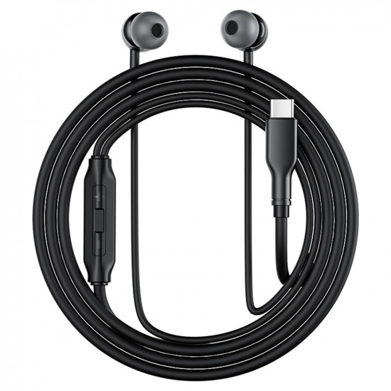 Acefast Wired Earphones (L8) Type C, In ear Design, with Microphone, Control Remote, Flexible, Silicone, 1.2m Gray