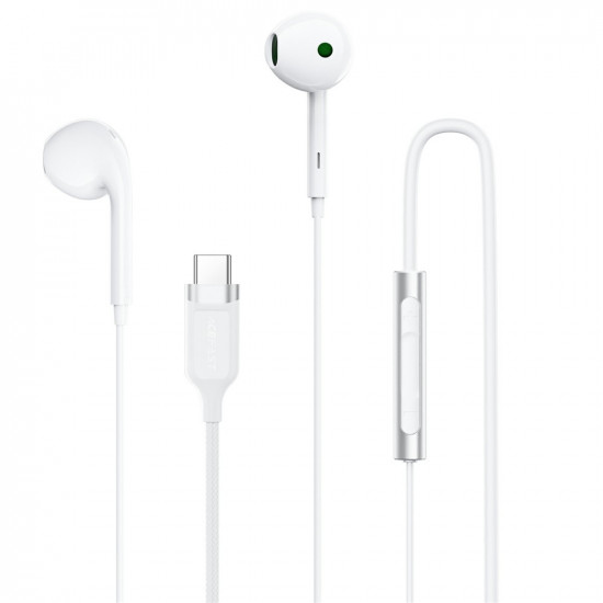 Acefast Wired Earphones (L7) Type C, Half In ear, with HD Microphone, Flexible, 1.2m White