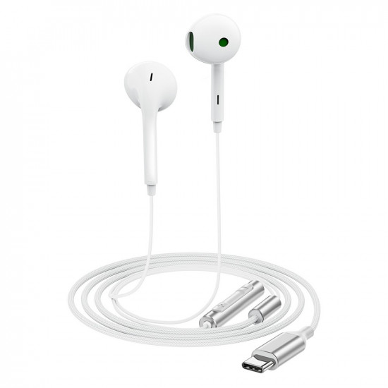 Acefast Wired Earphones (L7) Type C, Half In ear, with HD Microphone, Flexible, 1.2m White