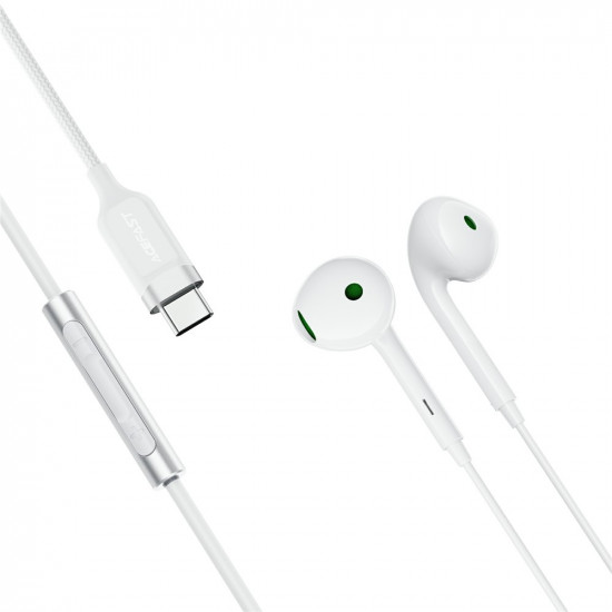 Acefast Wired Earphones (L7) Type C, Half In ear, with HD Microphone, Flexible, 1.2m White