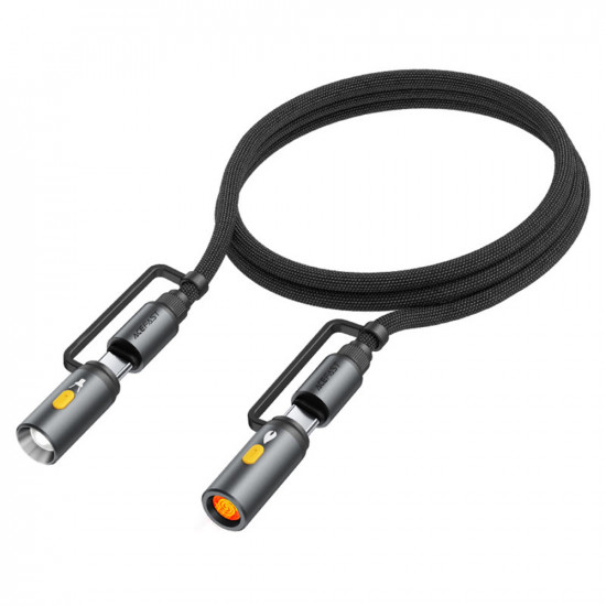 Acefast Data Cable (J4) Multifunction, Fast Charging, Type C/LED Light to Type C/Cigarette Lighter, 60W, 3A, 1.2m Black