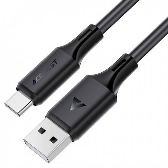 Acefast Data Cable (C17 04) USB to Type C, Fast Charging, 3A, Bend Resistant, Soft Silicone, 1.2m Black
