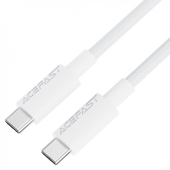 Acefast Data Cable (C18 03) Type C to Type C, Fast Charging, 60W, 3A, Bend Resistant, Nylon Braid, 1.2m White