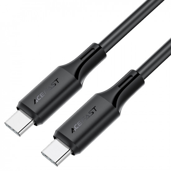 Acefast Data Cable (C17 03) Type C to Type C, Fast Charging, 60W, 3A, Bend Resistant, Soft Silicone, 1.2m Black