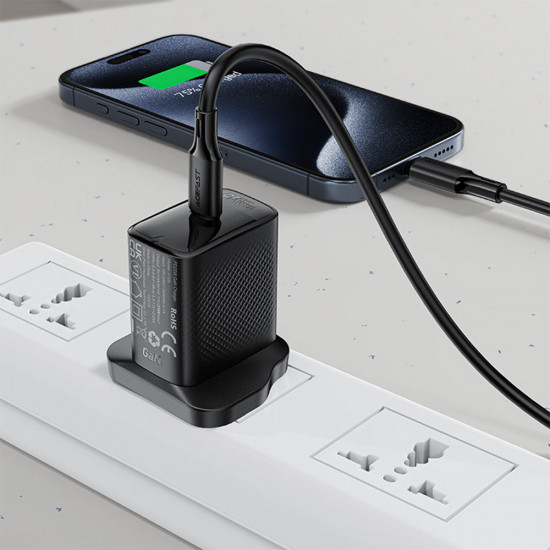 Acefast Data Cable (C17 03) Type C to Type C, Fast Charging, 60W, 3A, Bend Resistant, Soft Silicone, 1.2m Black