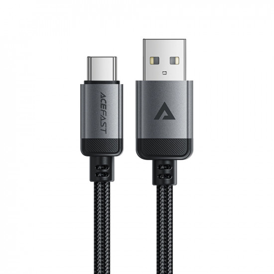Acefast Data Cable (C20 04) USB to Type C, 3A, Fast Charging, Bend Resistant, Nylon Braid, 1.2m Black