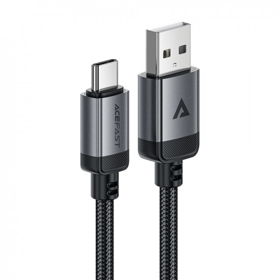 Acefast Data Cable (C20 04) USB to Type C, 3A, Fast Charging, Bend Resistant, Nylon Braid, 1.2m Black