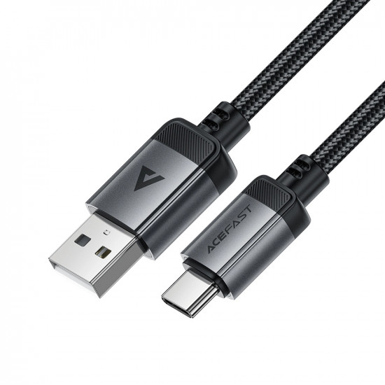 Acefast Data Cable (C20 04) USB to Type C, 3A, Fast Charging, Bend Resistant, Nylon Braid, 1.2m Black