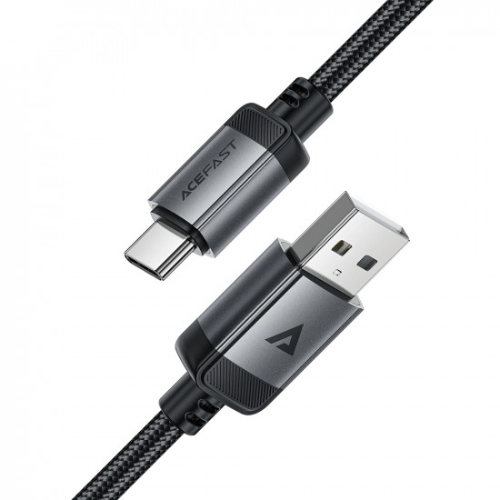 Acefast Data Cable (C20 04) USB to Type C, 3A, Fast Charging, Bend Resistant, Nylon Braid, 1.2m Black
