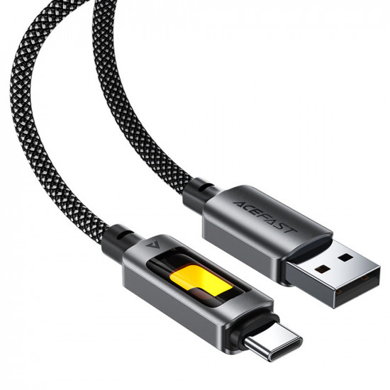 Acefast Data Cable (C21 04) Fast Charge, USB to Type C, 3A, Colorful Gradient Lighting Effect, Nylon Braid, 1.2m Black Acefast Data Cable (C21 04) Fast Charge, USB to Type C, 3A, Colorful Gradient Lighting Effect, Nylon Braid, 1.2m Black