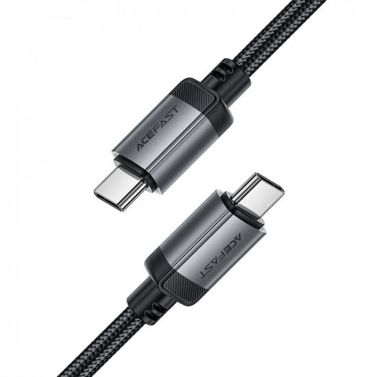 Acefast Data Cable (C20 03) USB C to Type C, 60W, 3A, Fast Charging, Bend Resistant, Nylon Braid, 1.2m Black