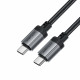Acefast Data Cable (C20 03) USB C to Type C, 60W, 3A, Fast Charging, Bend Resistant, Nylon Braid, 1.2m Black