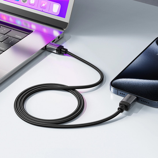 Acefast Data Cable (C20 03) USB C to Type C, 60W, 3A, Fast Charging, Bend Resistant, Nylon Braid, 1.2m Black