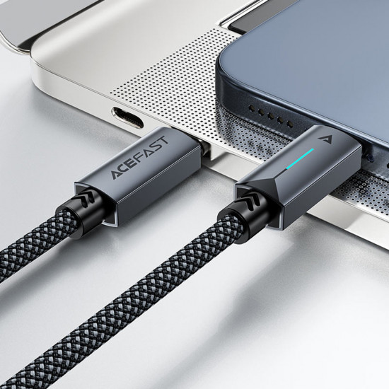 Acefast Data Cable (C19 03) Type C to Type C, Fast Charging, 60W, 3A, Bend Resistant, Nylon Braid, 1.2m Black
