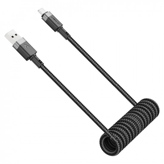 Acefast Data Cable (C14 04) Fast Charging, USB to Type C, Spring Design, 3A, Bend Resistant, 1.2m Black