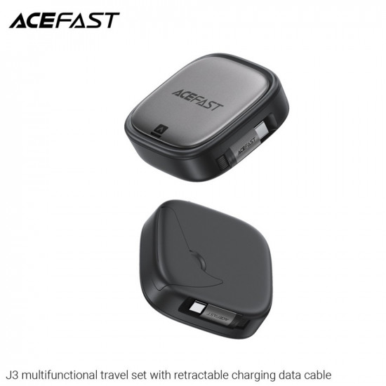 Acefast Data Cable (J3) Travel Set with Retractable Cable 2x USB C, USB, Lightning, Micro USB, TF, 60W, 3A, 0.95m Black