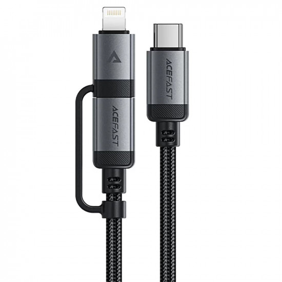 Acefast Data Cable (C20 01) USB C to Type C, Lightning, 60W, Fast Charging, Bend Resistant, MFi Certified, 1.2m Black