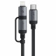 Acefast Data Cable (C20 01) USB C to Type C, Lightning, 60W, Fast Charging, Bend Resistant, MFi Certified, 1.2m Black