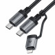 Acefast Data Cable (C20 01) USB C to Type C, Lightning, 60W, Fast Charging, Bend Resistant, MFi Certified, 1.2m Black
