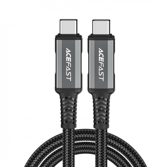 Acefast Data Cable (C1 09) SuperCharge, Audio Video, USB C to USB C, 40Gbps, 4K, 5A, 240W, PD3.1, USB4, 1m Gray / Black