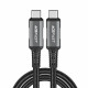 Acefast Data Cable (C1 09) SuperCharge, Audio Video, USB C to USB C, 40Gbps, 4K, 5A, 240W, PD3.1, USB4, 1m Gray / Black