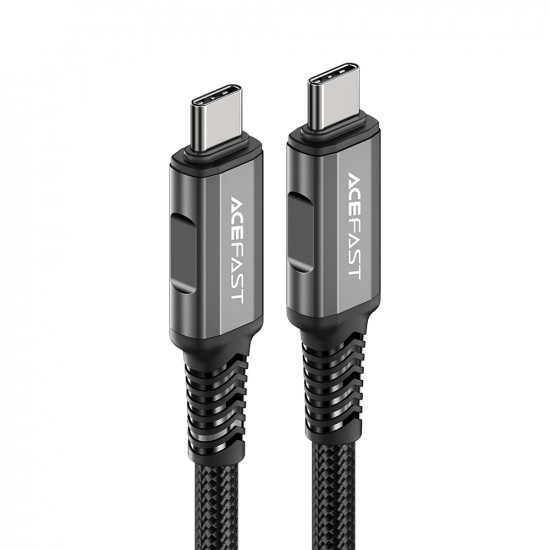 Acefast Data Cable (C1 09) SuperCharge, Audio Video, USB C to USB C, 40Gbps, 4K, 5A, 240W, PD3.1, USB4, 1m Gray / Black