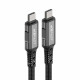 Acefast Data Cable (C1 09) SuperCharge, Audio Video, USB C to USB C, 40Gbps, 4K, 5A, 240W, PD3.1, USB4, 1m Gray / Black