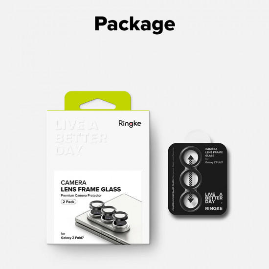 Ringke Camera Lens Frame Glass (2 pack) Samsung Galaxy Z Fold7 Black