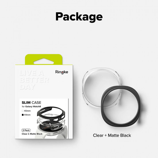 Ringke (2 pack) Slim Case Samsung Galaxy Watch8 44mm Clear / Matte Black