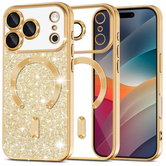 Techsuit Luxury Glitter MagSafe iPhone 17 Pro Max Gold