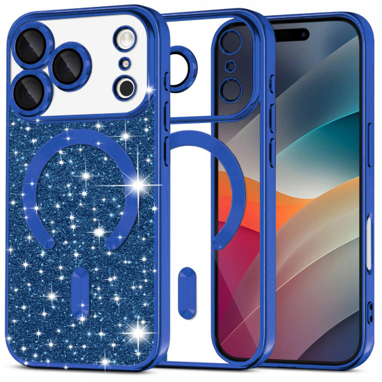 Techsuit Luxury Glitter MagSafe iPhone 17 Pro Max Deep Blue