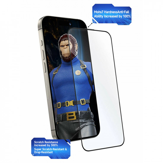 Blueo Crystal Anti Scratch Glass with Applicator iPhone 16 Pro / iPhone 17 / iPhone 17 Pro Black