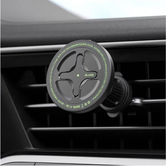 Blueo Car Holder with Wireless Charging Ape Legend for Air Vent, Type C, 15W, 360 Rotation Black