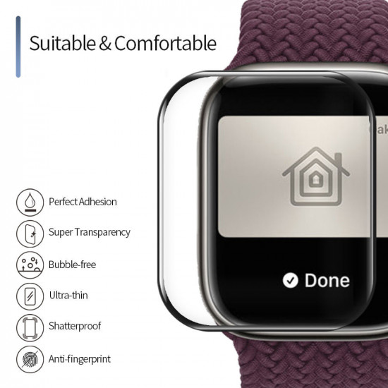 Blueo High Molecule Screen Protector with Dust Removal Locator Apple Watch 4/5/6/SE/SE 2 (40mm) Black