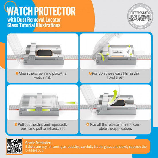 Blueo High Molecule Screen Protector with Dust Removal Locator Apple Watch 4/5/6/SE/SE 2 (40mm) Black