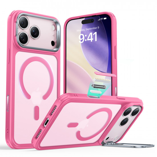 ESR Classic Hybrid HaloLock Kickstand iPhone 17 Pro Max Frosted Pink