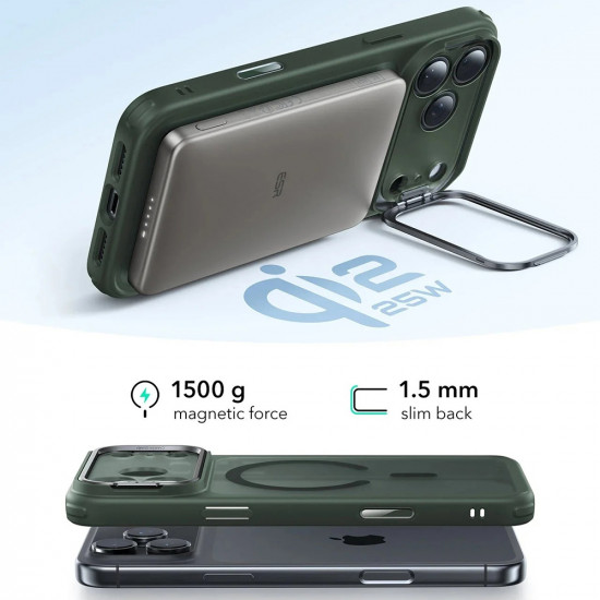 ESR Classic Hybrid HaloLock Kickstand iPhone 17 Pro Max Frosted Green ESR Classic Hybrid HaloLock Kickstand iPhone 17 Pro Max Frosted Green