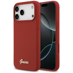 Guess Silicone Script Metal Logo MagSafe (GUHMP17XSMBSLM) iPhone 17 Pro Max Red