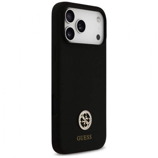Guess Silicone Logo Strass 4G MagSafe (GUHMP17XM4DGPK) iPhone 17 Pro Max Black