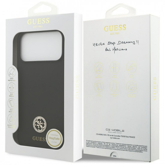 Guess Silicone Logo Strass 4G MagSafe (GUHMP17XM4DGPK) iPhone 17 Pro Max Black